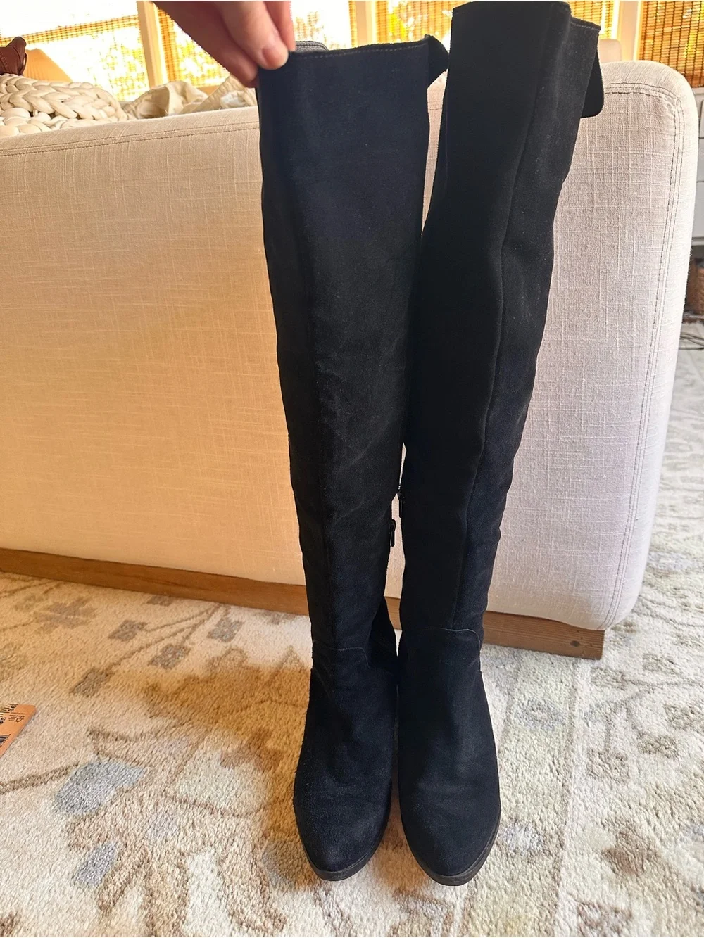 Steve Madden Black Suede Over the Knee OTK Boots Size 9 Leather